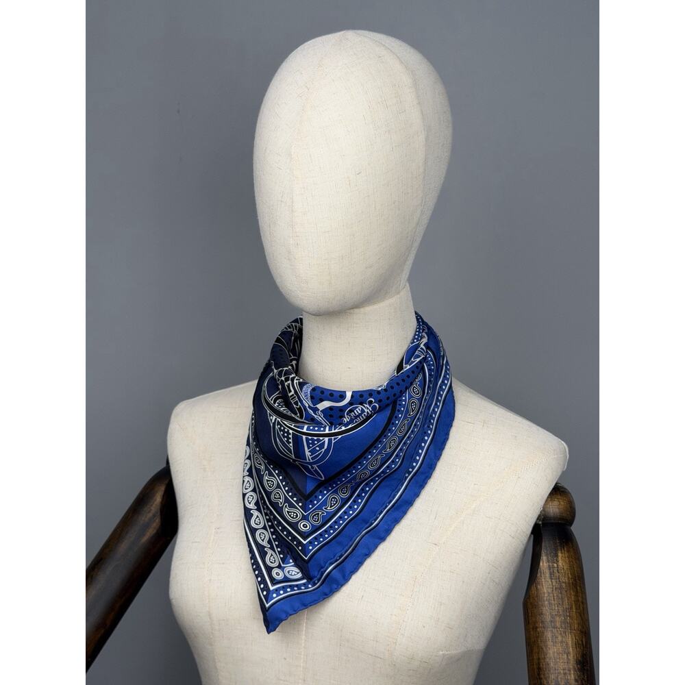 Hermes Buckle Print Bandana in Blue 100% Silk